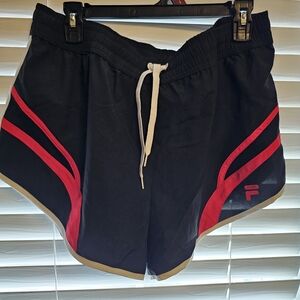 Fila Black and Red Athletic Shorts